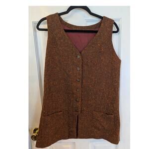 Vintage Orange Tweed Vest | Likely Handmade | Button Front | Size Medium